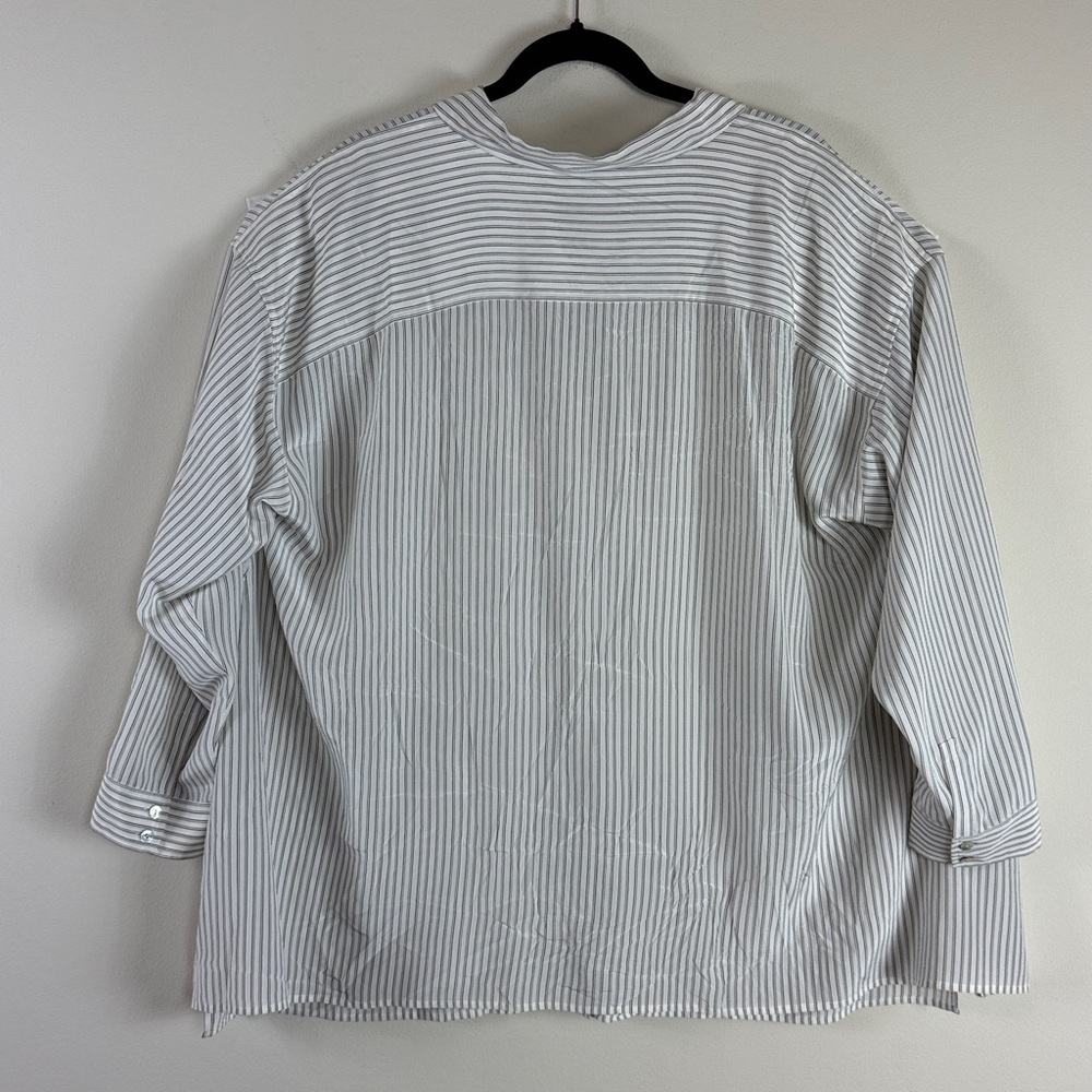 Eileen Fisher White Pinstripe Blouse - Picture 8 of 8
